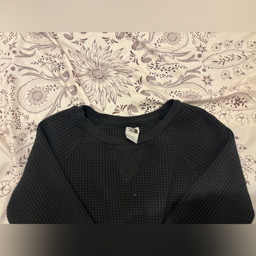 The North Face Black/dark gray Waffle Knit Sweatshirt